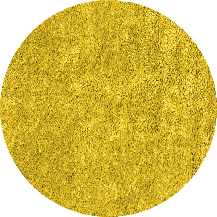Round Abstract Yellow Contemporary Rug, con2772yw