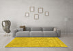 Machine Washable Abstract Yellow Contemporary Rug in a Living Room, wshcon2772yw