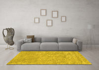 Machine Washable Abstract Yellow Contemporary Rug, wshcon2772yw