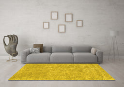 Machine Washable Abstract Yellow Contemporary Rug in a Living Room, wshcon2772yw