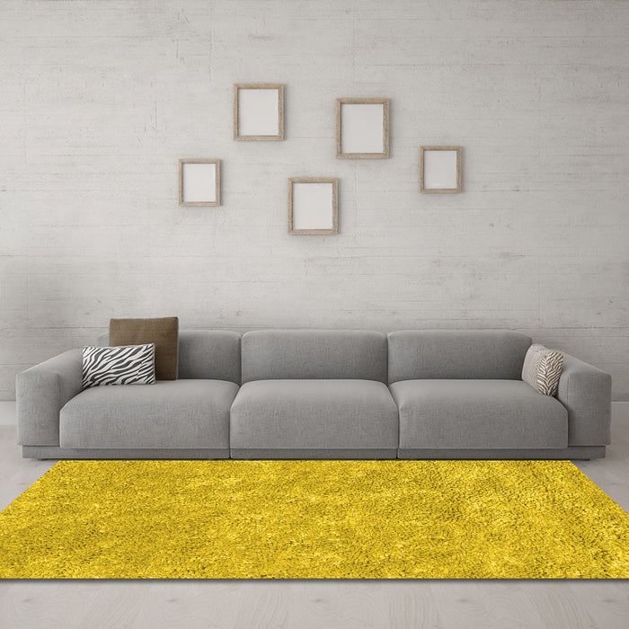 Machine Washable Abstract Yellow Contemporary Rug in a Living Room, wshcon2772yw