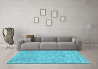 Machine Washable Abstract Light Blue Contemporary Rug, wshcon2772lblu