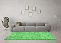 Machine Washable Abstract Emerald Green Contemporary Area Rugs in a Living Room,, wshcon2772emgrn