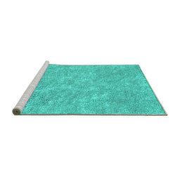 Sideview of Machine Washable Abstract Turquoise Contemporary Area Rugs, wshcon2772turq