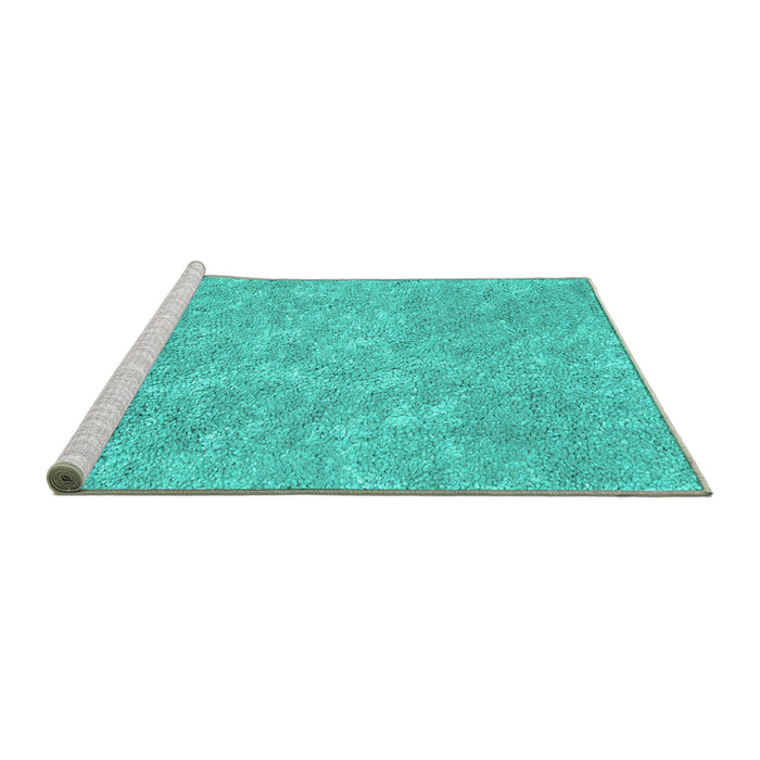 Sideview of Machine Washable Abstract Turquoise Contemporary Area Rugs, wshcon2772turq