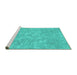 Sideview of Machine Washable Abstract Turquoise Contemporary Area Rugs, wshcon2772turq