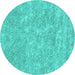 Round Machine Washable Abstract Turquoise Contemporary Area Rugs, wshcon2772turq