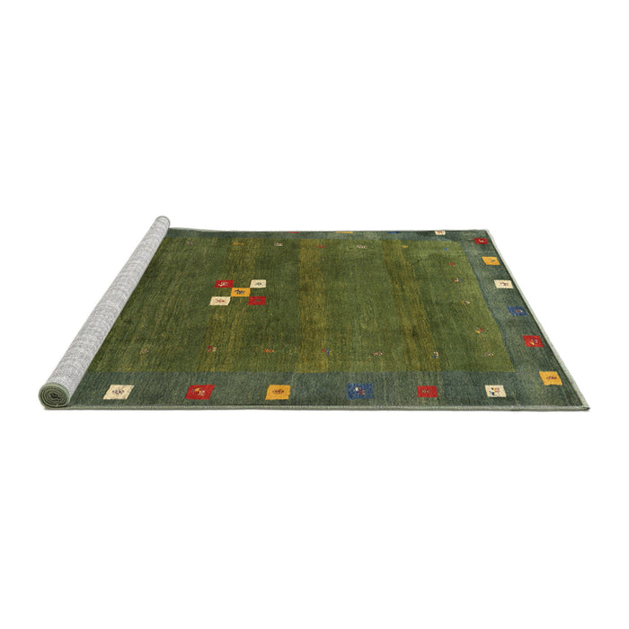 Serging Thickness of Machine Washable Contemporary Fern Green Rug, wshcon2773