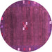 Round Machine Washable Abstract Pink Contemporary Rug, wshcon2773pnk