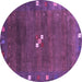 Round Abstract Purple Contemporary Rug, con2773pur