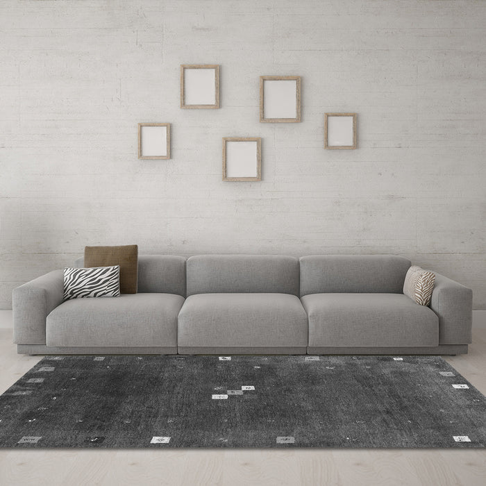 Machine Washable Abstract Gray Contemporary Rug in a Living Room,, wshcon2773gry