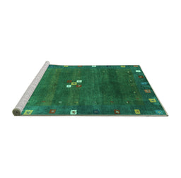 Sideview of Machine Washable Abstract Turquoise Contemporary Area Rugs, wshcon2773turq