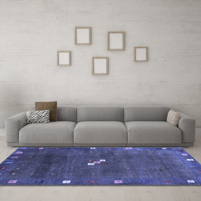 Machine Washable Abstract Blue Contemporary Rug in a Living Room, wshcon2773blu