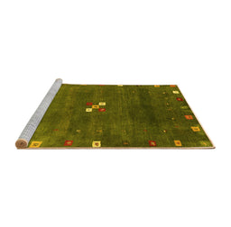 Sideview of Machine Washable Abstract Yellow Contemporary Rug, wshcon2773yw