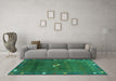 Machine Washable Abstract Turquoise Contemporary Area Rugs in a Living Room,, wshcon2773turq