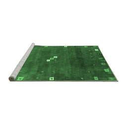 Sideview of Machine Washable Abstract Emerald Green Contemporary Area Rugs, wshcon2773emgrn