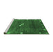 Sideview of Machine Washable Abstract Emerald Green Contemporary Area Rugs, wshcon2773emgrn