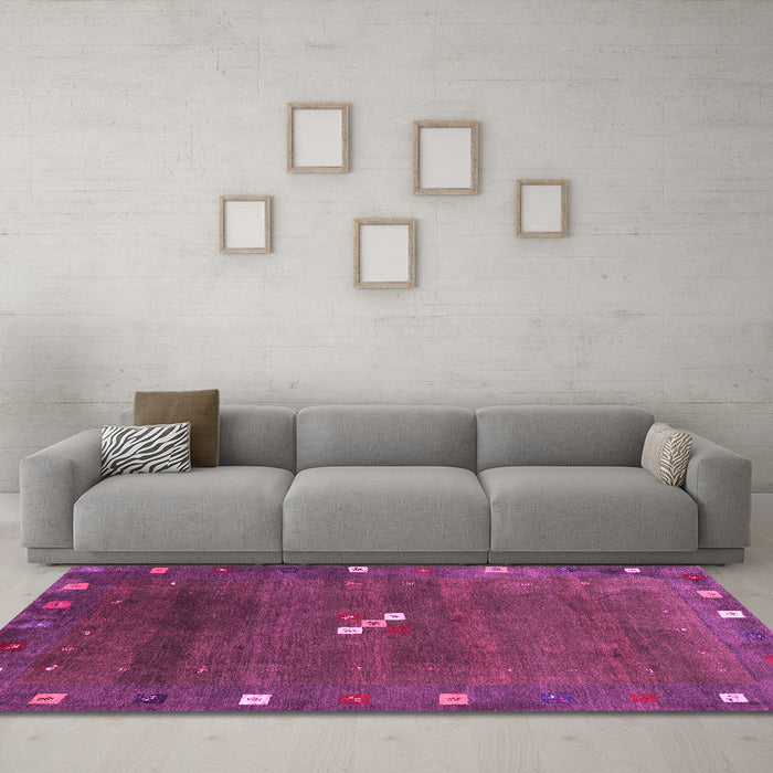 Machine Washable Abstract Pink Contemporary Rug in a Living Room, wshcon2773pnk
