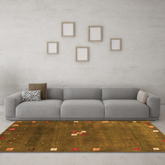 Machine Washable Abstract Orange Contemporary Area Rugs in a Living Room, wshcon2773org