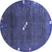 Round Abstract Blue Contemporary Rug, con2773blu