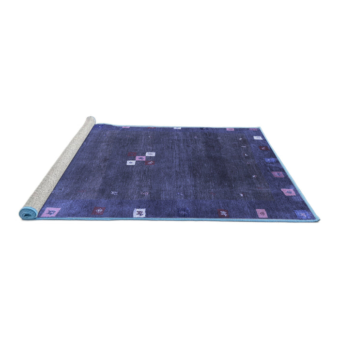 Sideview of Machine Washable Abstract Blue Contemporary Rug, wshcon2773blu