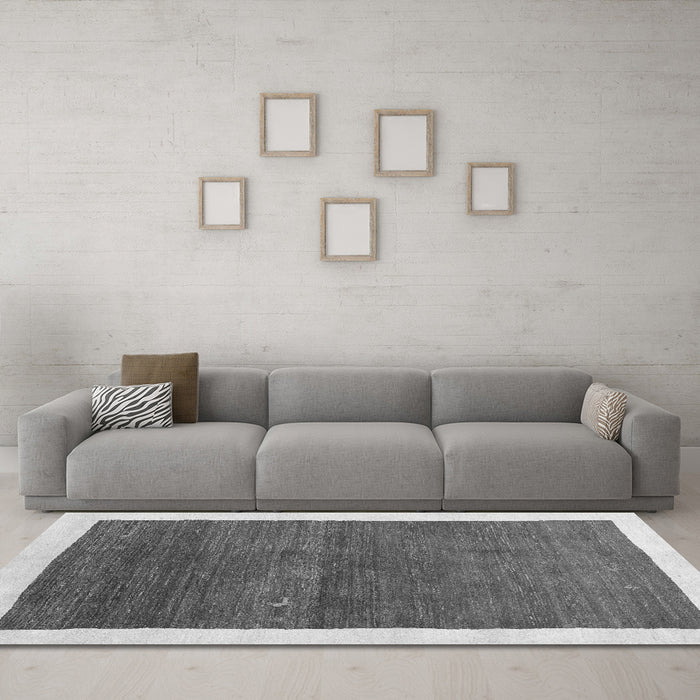 Machine Washable Abstract Gray Contemporary Rug in a Living Room,, wshcon2774gry