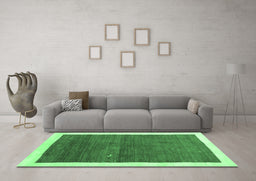 Machine Washable Abstract Emerald Green Contemporary Area Rugs in a Living Room,, wshcon2774emgrn