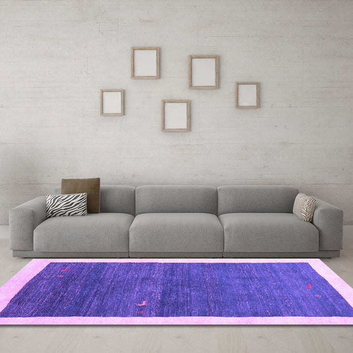 Machine Washable Abstract Purple Contemporary Area Rugs in a Living Room, wshcon2774pur