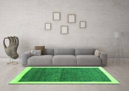 Machine Washable Abstract Green Contemporary Area Rugs in a Living Room,, wshcon2774grn