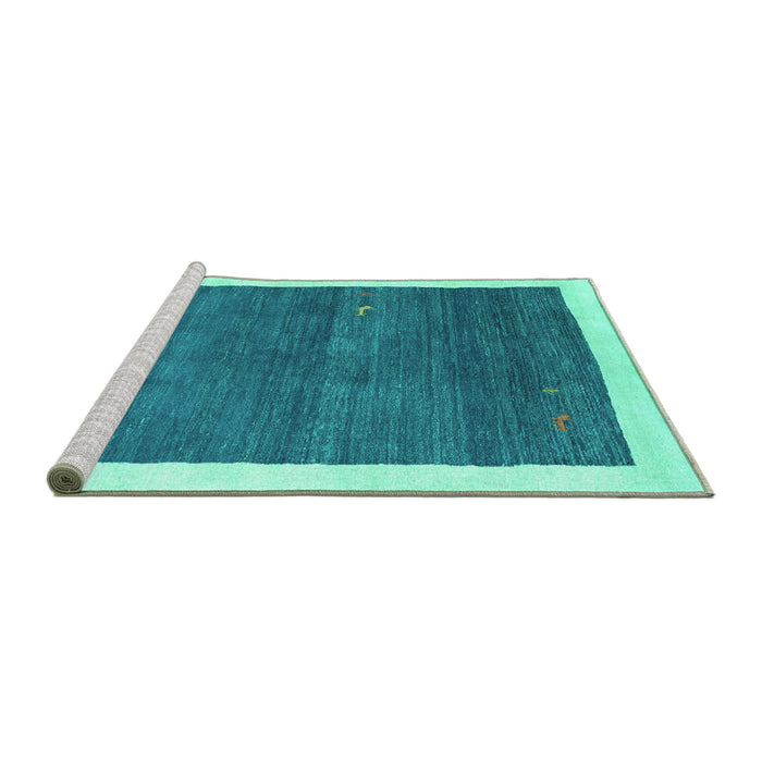 Sideview of Machine Washable Abstract Turquoise Contemporary Area Rugs, wshcon2774turq
