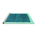 Sideview of Machine Washable Abstract Turquoise Contemporary Area Rugs, wshcon2774turq