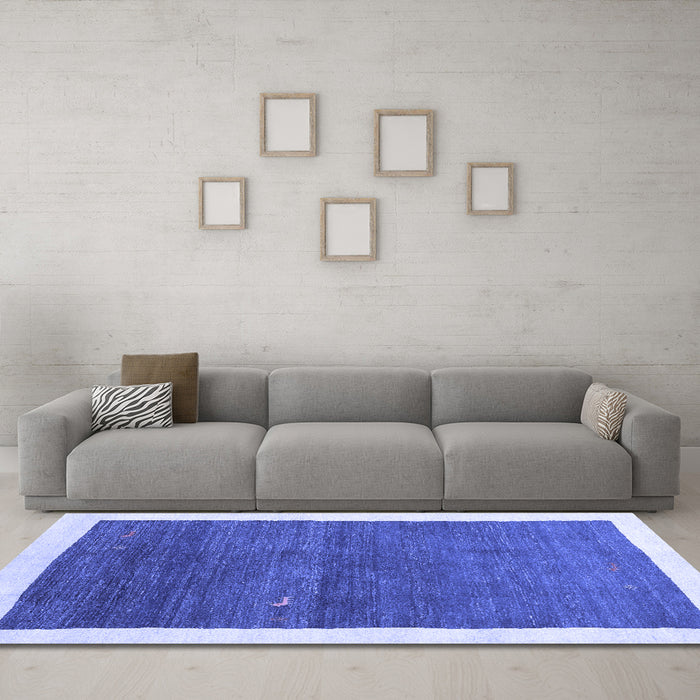 Machine Washable Abstract Blue Contemporary Rug in a Living Room, wshcon2774blu