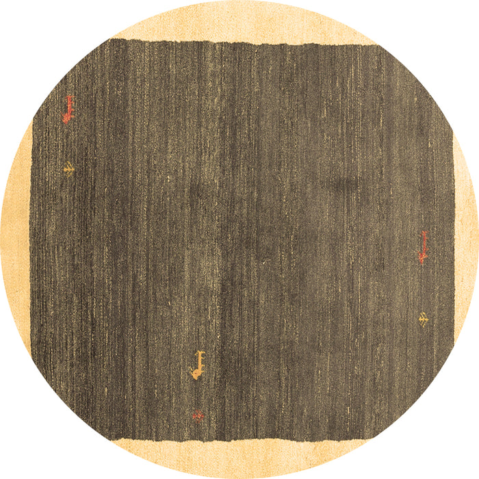 Round Abstract Brown Contemporary Rug, con2774brn