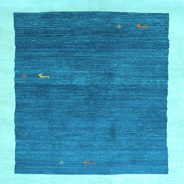 Square Abstract Light Blue Contemporary Rug, con2774lblu