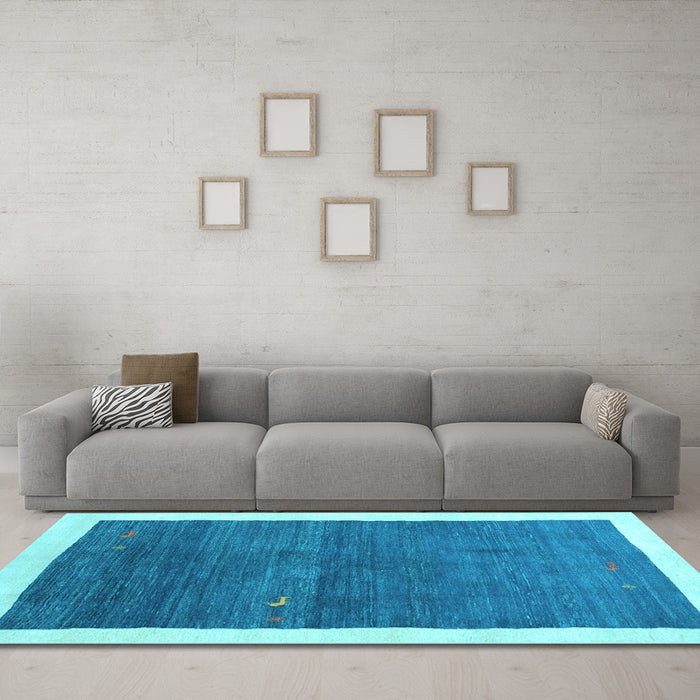 Machine Washable Abstract Light Blue Contemporary Rug in a Living Room, wshcon2774lblu