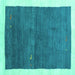 Square Abstract Turquoise Contemporary Rug, con2774turq