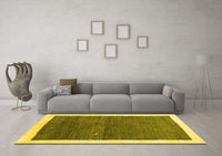 Machine Washable Abstract Yellow Contemporary Rug, wshcon2774yw