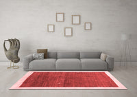 Machine Washable Abstract Red Contemporary Rug, wshcon2774red