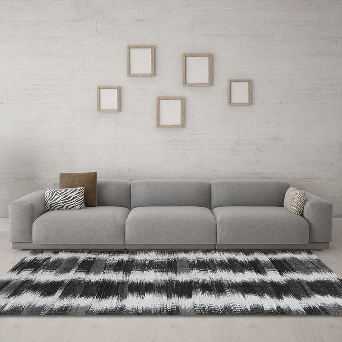 Machine Washable Abstract Gray Contemporary Rug in a Living Room,, wshcon2775gry