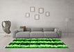 Machine Washable Abstract Green Contemporary Area Rugs in a Living Room,, wshcon2775grn