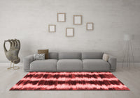 Machine Washable Abstract Red Contemporary Rug, wshcon2775red