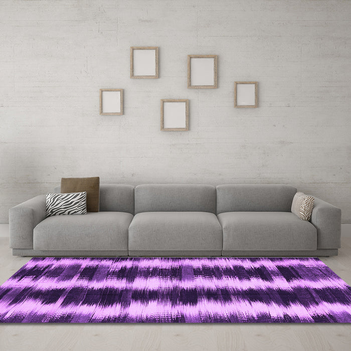 Machine Washable Abstract Purple Contemporary Area Rugs in a Living Room, wshcon2775pur
