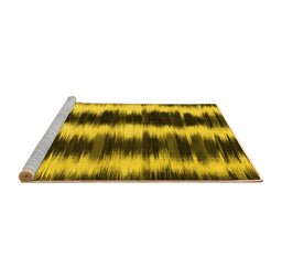 Sideview of Machine Washable Abstract Yellow Contemporary Rug, wshcon2775yw