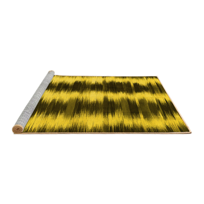 Sideview of Machine Washable Abstract Yellow Contemporary Rug, wshcon2775yw