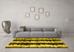 Machine Washable Abstract Yellow Contemporary Rug in a Living Room, wshcon2775yw