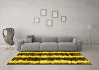 Machine Washable Abstract Yellow Contemporary Rug, wshcon2775yw