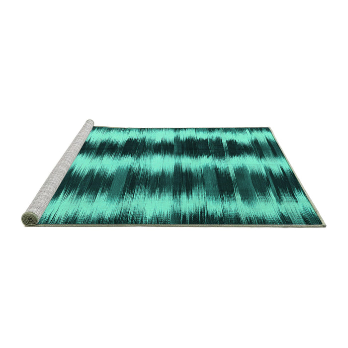 Sideview of Machine Washable Abstract Turquoise Contemporary Area Rugs, wshcon2775turq