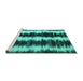 Sideview of Machine Washable Abstract Turquoise Contemporary Area Rugs, wshcon2775turq