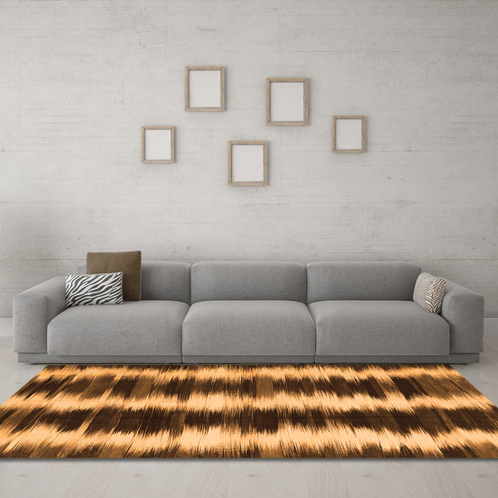 Machine Washable Abstract Orange Contemporary Area Rugs in a Living Room, wshcon2775org