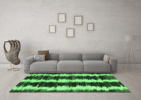 Machine Washable Abstract Emerald Green Contemporary Rug, wshcon2775emgrn